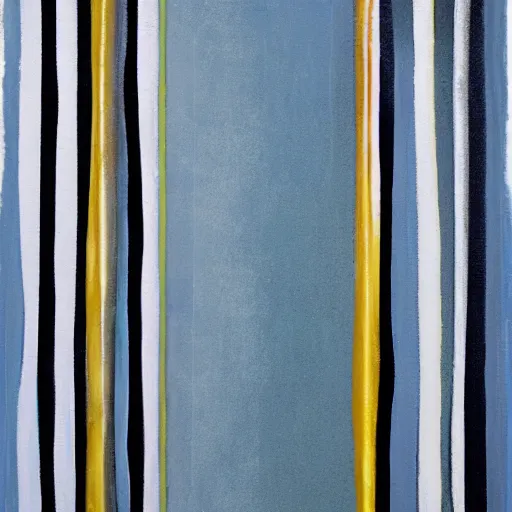 Prompt: In this assemblage, the artist has used a simple palette of colors to create a feeling of calm and serenity. The soft hues of blue and green are reminiscent of a cloudy sky, while the orange and yellow suggest the warm glow of the sun. The vertical stripes of color are divided by thin lines of black, which give the impression of deep space. The overall effect is one of peacefulness and balance. corn, 2000s by Igor Morski earthy, gloomy