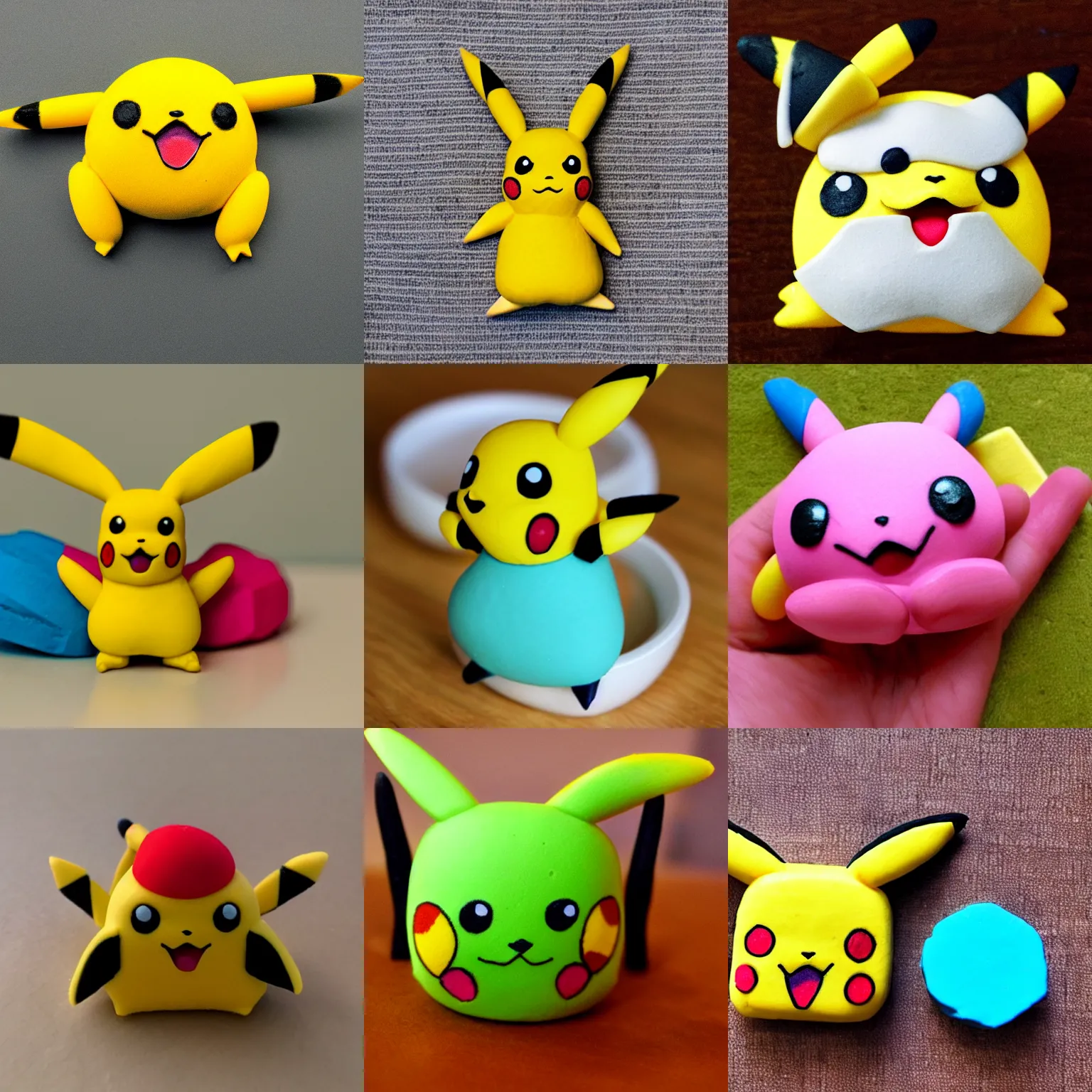 Prompt: pikachu made of playdoh