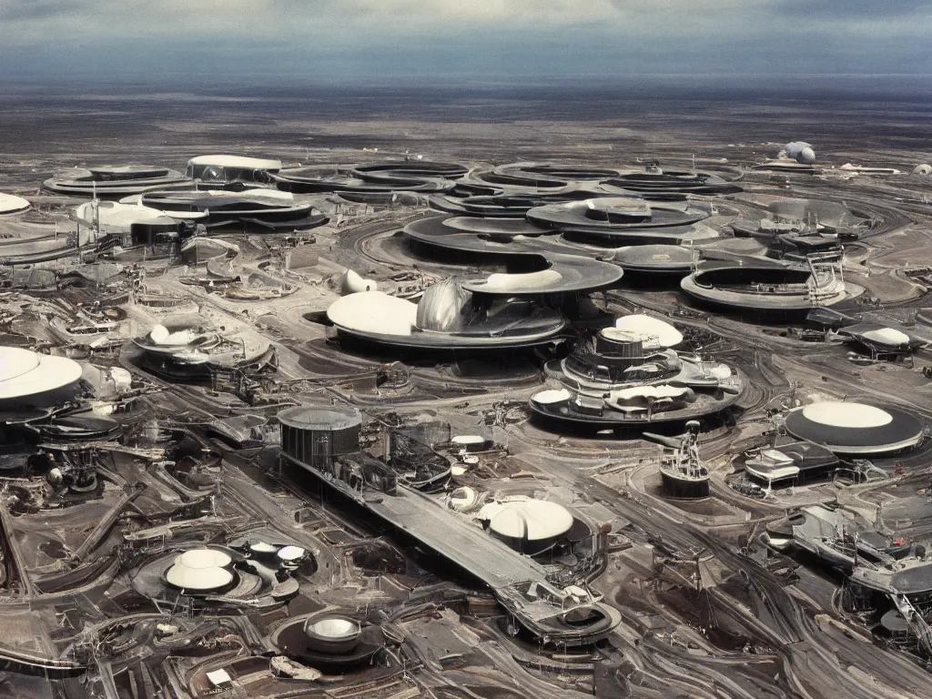 Image similar to kodachrome photo of a busy spaceport on future earth, intricate film still by stanley kubrick. very coherent photograph. cinematic, hyperrealistic, high detail