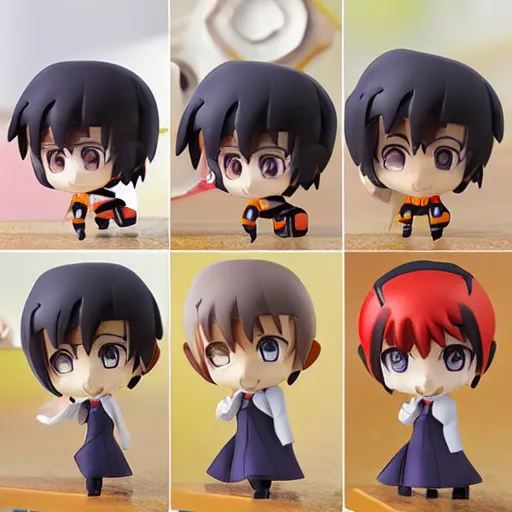 Image similar to high quality portrait flat matte painting of cute EVANGELION in the style of nendoroid and toon , flat anime style, thick painting, medium close-up