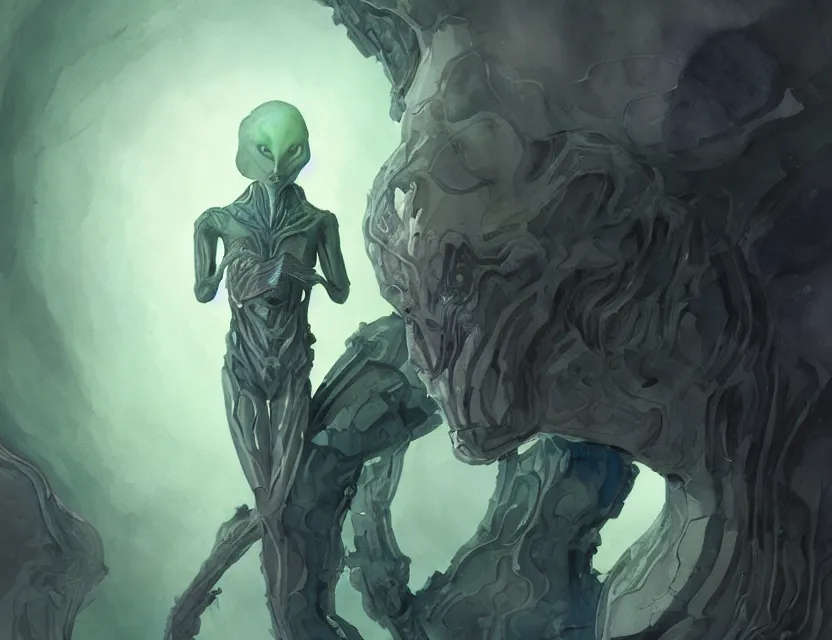 Prompt: amorphous alien lifeform taking over a person's body, safe for work. this watercolor painting by the award - winning concept artist has dramatic lighting, an interesting color scheme and intricate details.