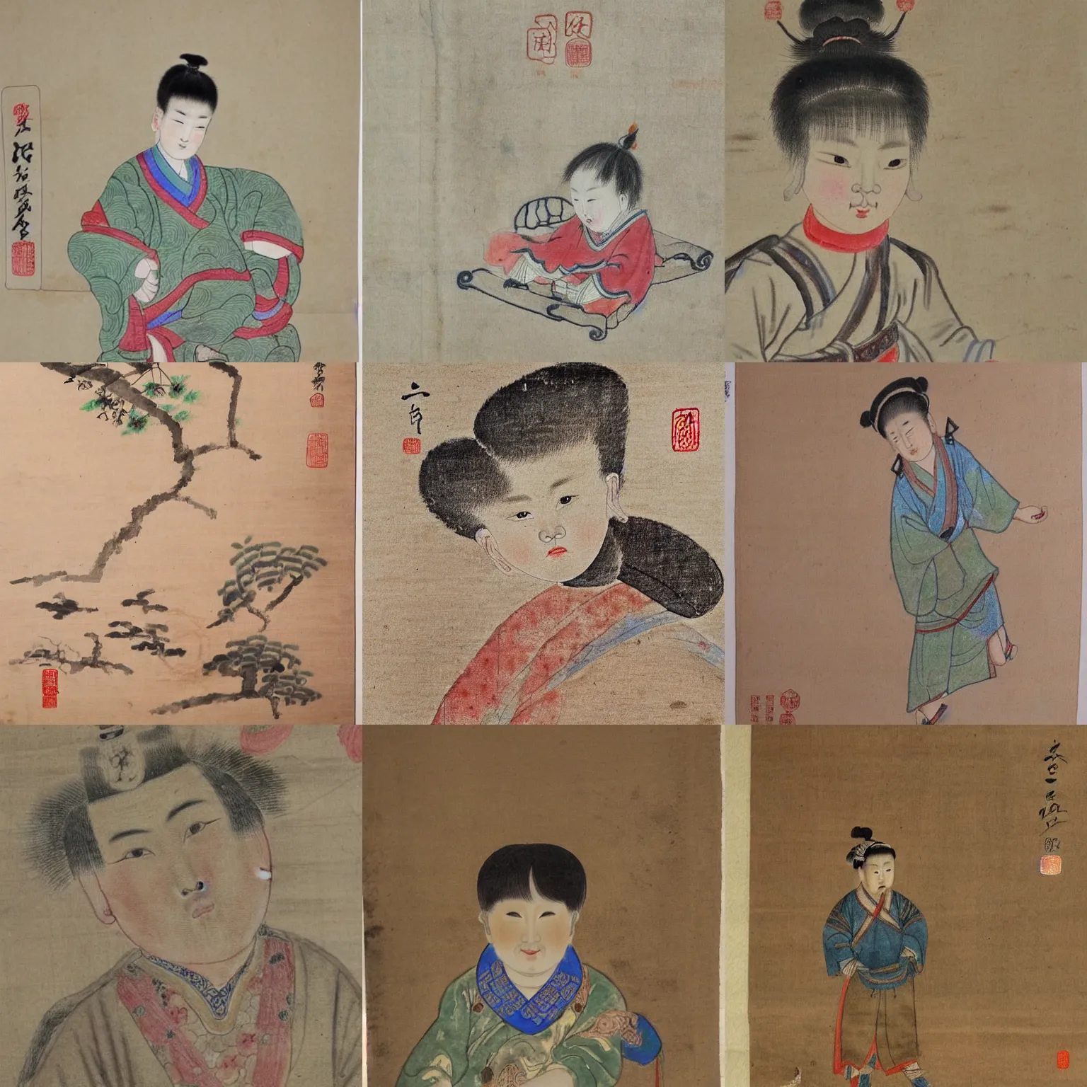 Prompt: Chinese ancient drawing of a young boy, chinese watercolor, highly detailed