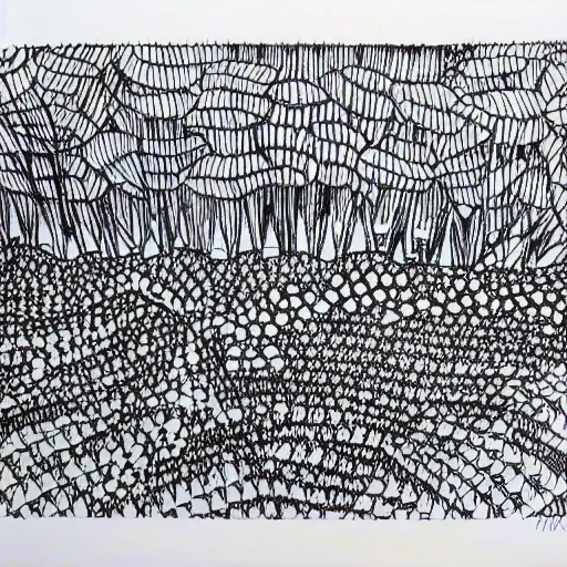 Image similar to a sharpie drawing of a bauhaus plant garden