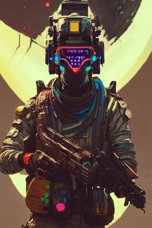 Prompt: soldier from apex legends, cyberpunk futuristic neon. decorated with traditional japanese ornaments by ismail inceoglu dragan bibin hans thoma greg rutkowski alexandros pyromallis nekro rene maritte illustrated, perfect face, fine details, realistic shaded, fine - face, pretty face