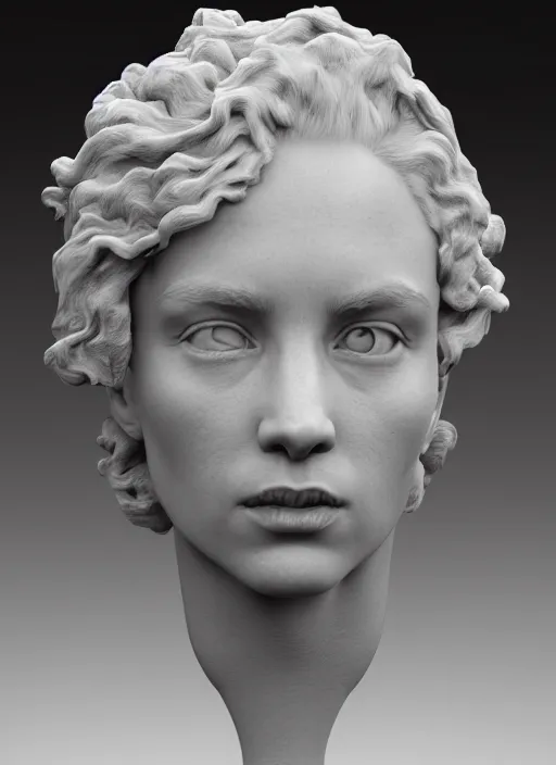 Image similar to 3D resin miniature sculpture by Jean-Baptiste Carpeaux by Benjamin Matthew Victor, woman, prefect symmetrical face, academic art, realistic, 8K, Introduction factory photo, Product Introduction Photo, Hyperrealism. Subsurface scattering, raytracing, Octane Render, Zbrush, simple background