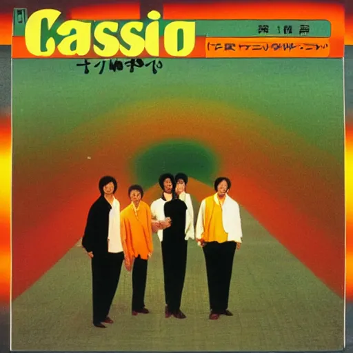 Image similar to 6 0's japanese jazz fusion, album cover, casiopea, orange, green, moringa juice