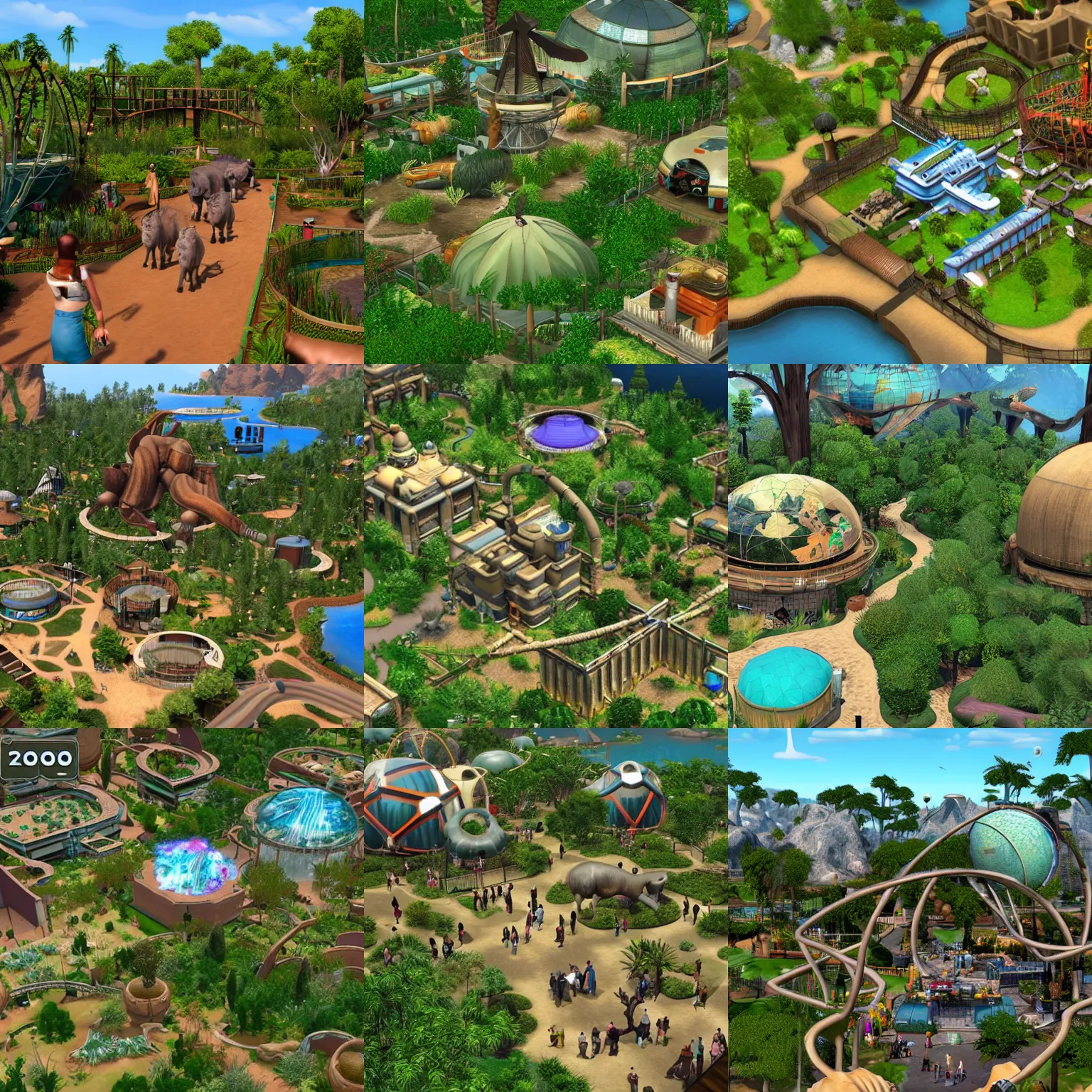 Prompt: zoo tycoon 2, trending on tumblr, retrofuturism, future tech, futuristic, sci - fi