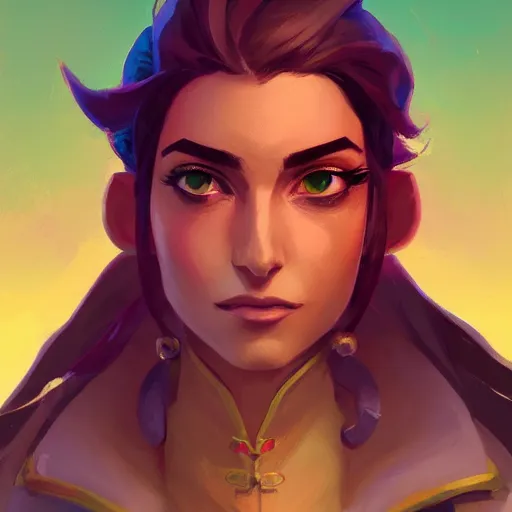 Image similar to profile portrait, maya ali mage, gloomhaven, dynamic lighting, gaudy colors, octane render aesthetic, matte painting concept art, official fanart behance hd artstation by jesper ejsing, by rhads and makoto shinkai and lois van baarle and ilya kuvshinov and rossdraws