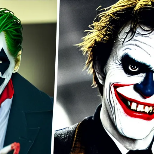 Prompt: Willem Dafoe Joker Vs Robert Pattinson Batman