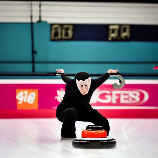 Image similar to portrait of nosferatu playing alone curling, sport photography