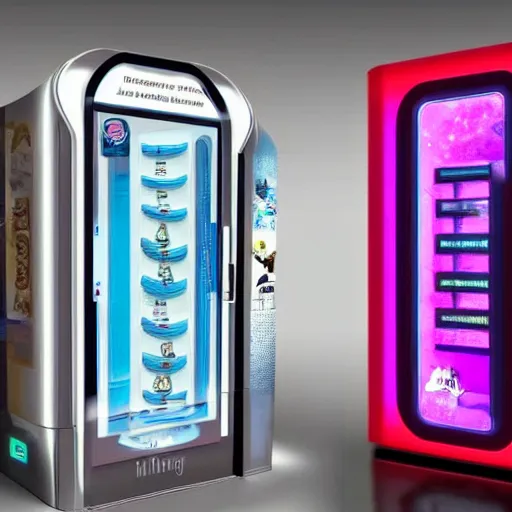 Image similar to a futuristic vending machine that only sells alien technology, aesthetic, award winning, artistic