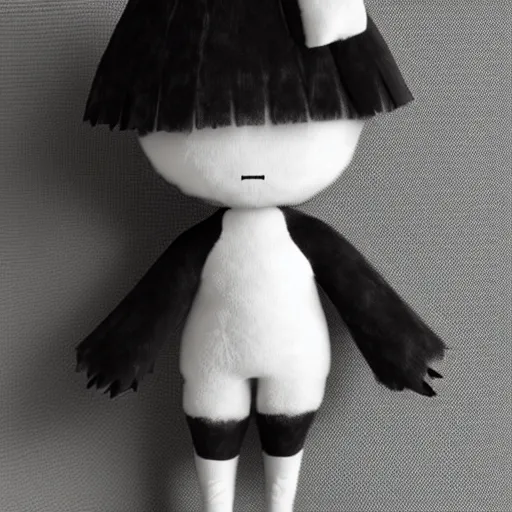 Prompt: cute fumo plush of a modern flapper girl, 1 9 2 0 s, black and white, vray