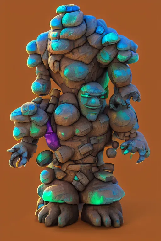 Image similar to zelda fantasy art giant golem troll wood rock greeble gemstone, global illumination ray tracing hdr fanart arstation by sung choi and eric pfeiffer and gabriel garza and casper konefal bastion forged hardmesh lisa frank zbrush central