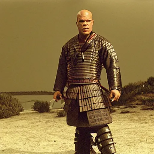 Image similar to a film still of Kurt angle as samurai