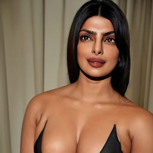 Prompt: a woman who is a genetic combination of priyanka chopra and perrie kapernaros face and upper - lingerie - body focus