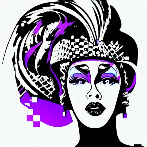 Prompt: pop art silhouette of drag queen, deco bohemian art nouveau, intricate details, award - winning, 4 k, 8 k