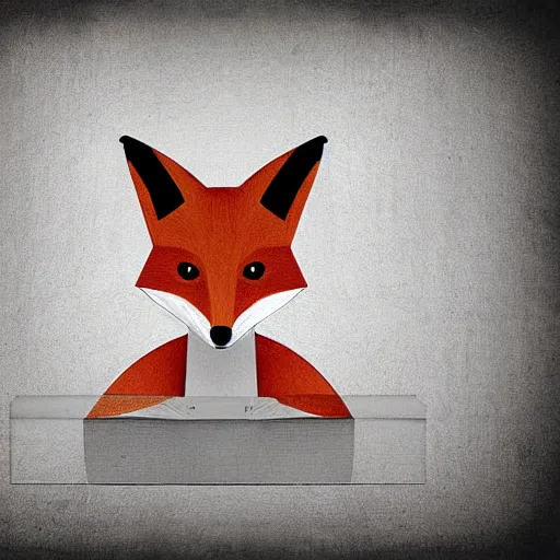 Image similar to a fox holding up a blank sign, digital art