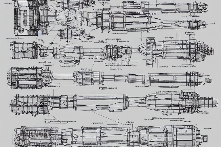 Image similar to aesthetically pleasant technical drawing of an open - source nuclear weapon machinery, hyperdetailed, complex, intricate, exploded view!!, 4 k, trending on artstation