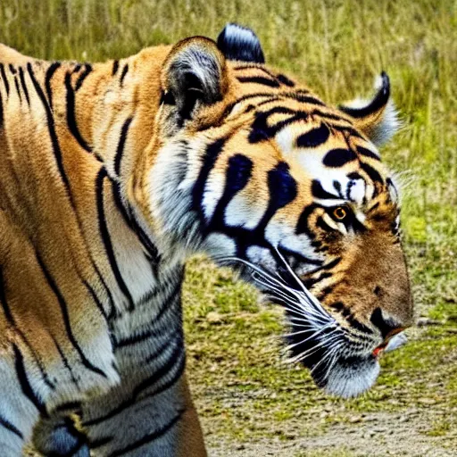 Image similar to a tiger fighting a lion