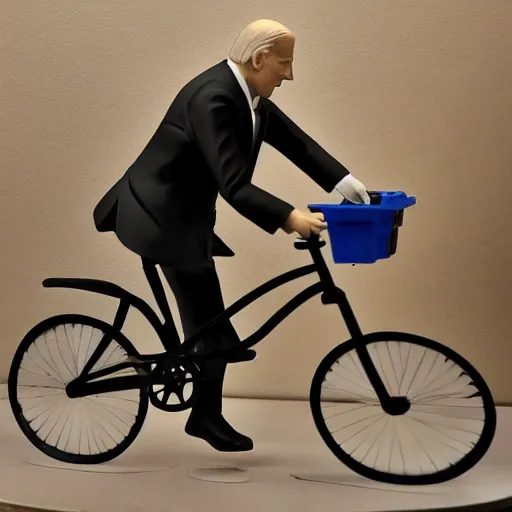 Prompt: joe biden falls down with a bicycle diorama