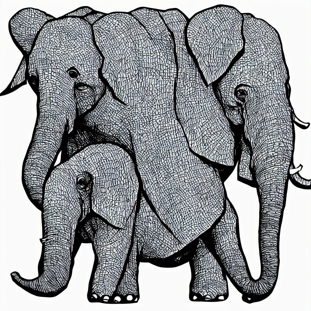 Prompt: low polygon art style vector, simple, elephant art