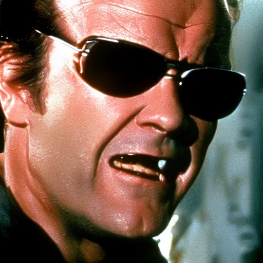 Image similar to Jack Nicholson plays terminator, scene where we see his endoskeleton