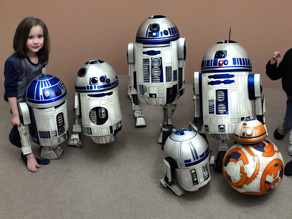 Prompt: r 2 d 2, c - 3 po, bb - 8, and k - 2 so