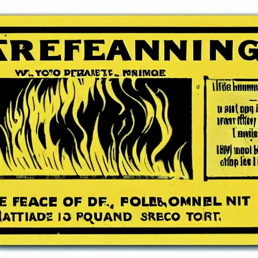 Image similar to vintage fire warning label