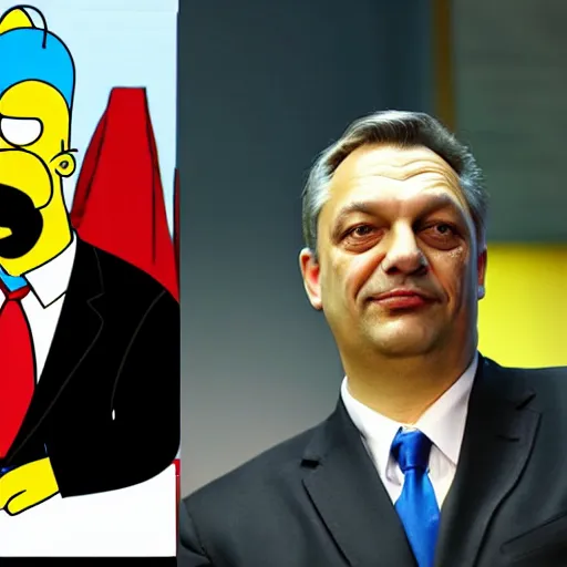 Image similar to homer simpson as viktor orban