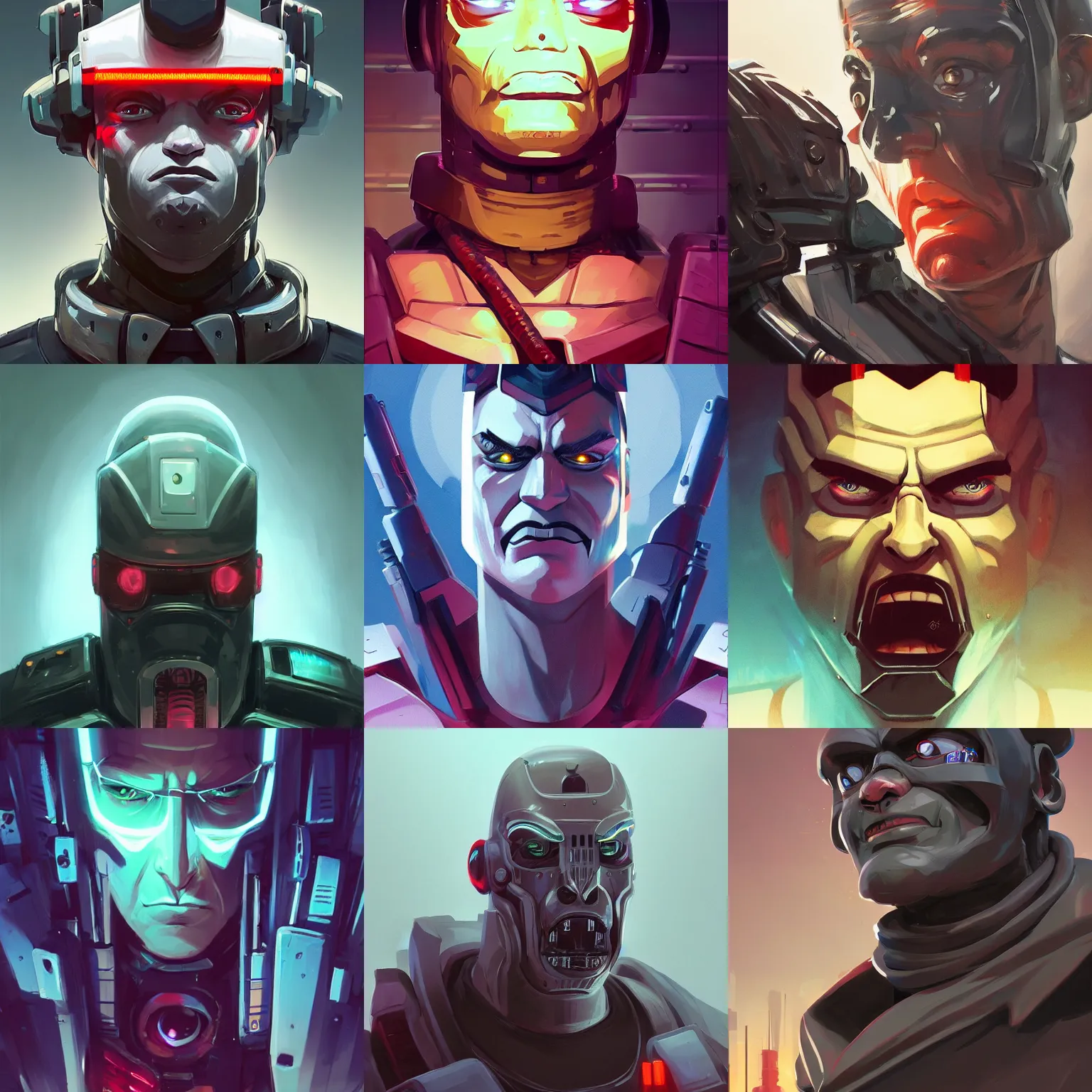 Prompt: close - up portrait of an evil intimidating cyberpunk prison guard guard robot, dark fantasy art, gta 5 cover, official fanart behance hd artstation by jesper ejsing, by rhads, makoto shinkai and lois van baarle, ilya kuvshinov, ossdraws