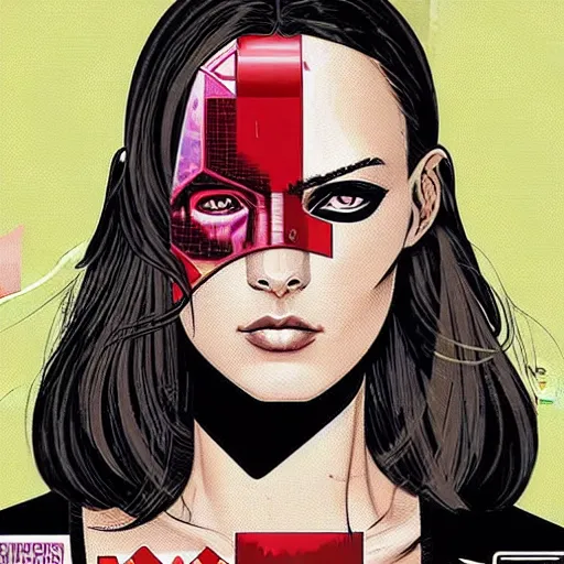 Image similar to portrait of a female android, by MARVEL comics and Sandra Chevrier