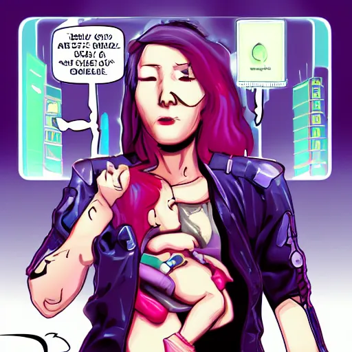 Image similar to cyberpunk mommy issues