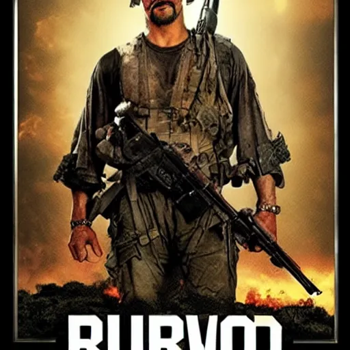 Prompt: rambo goes to hollywood, movie poster
