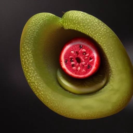 Image similar to an alien fruit, photorealistic, 8 k, professional food photography, trending on artstation