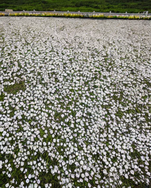 Prompt: explosion in a form of dry cotton flowers over the kerch bridge, wide lens