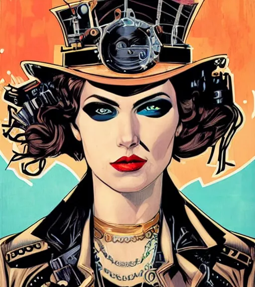 Image similar to portrait of a steampunk queen, by dc comics and sandra chevrier