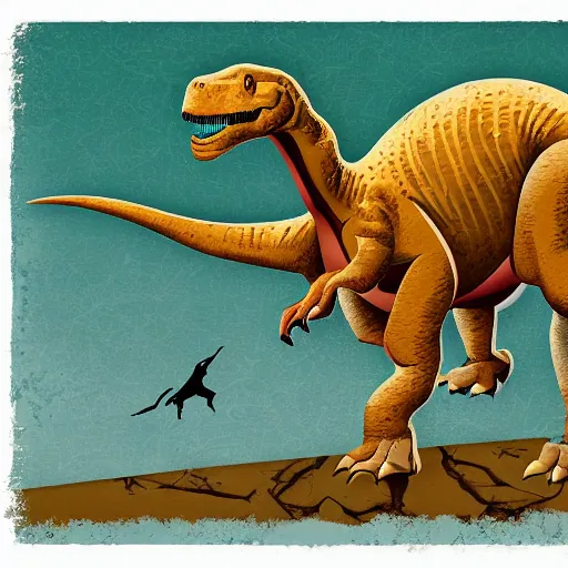 Prompt: dinosaur print by steven rhodes