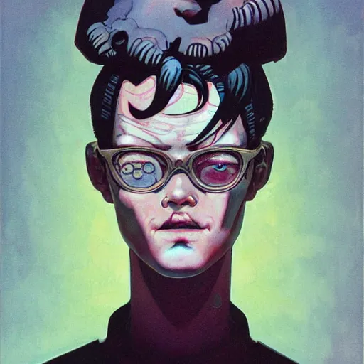 Image similar to prompt : soviet punk portrait soft light painted by james jean and katsuhiro otomo and erik jones, inspired by akira anime, smooth face feature, intricate oil painting, high detail illustration, sharp high detail, manga and anime 1 9 9 9