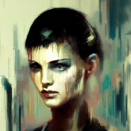 Prompt: portrait of rachael from bladerunner by jeremy mann