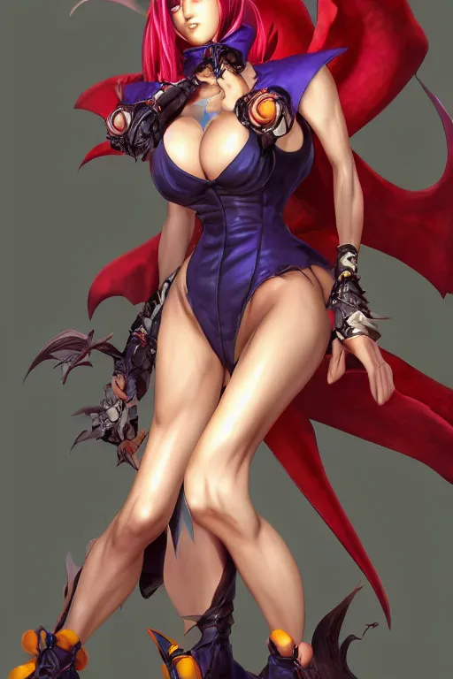 Image similar to Morrigan from Darkstalkers in a spinoff in blade and soul artbook on a render by the artist Hyung tae Kim, Jiyun Chae, Joe Madureira, trending on Artstation by Hyung tae Kim, artbook, Stanley Artgerm Lau, WLOP, Rossdraws , James Gurney