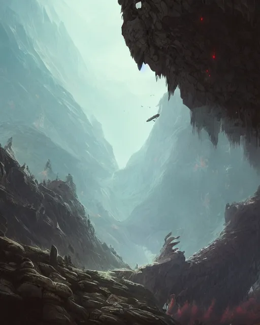 Image similar to the onix mountain, terrifying, environment art, fantasy art, landscape art, in the style of greg rutkowski, illustration, epic, fantasy, intricate, hyper detailed, artstation, concept art, smooth, sharp focus, ray tracing