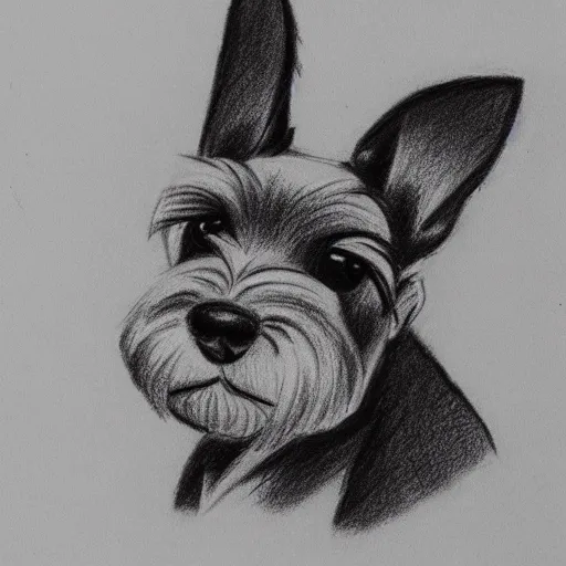 Image similar to milt kahl pencil sketch of mini schnauzer