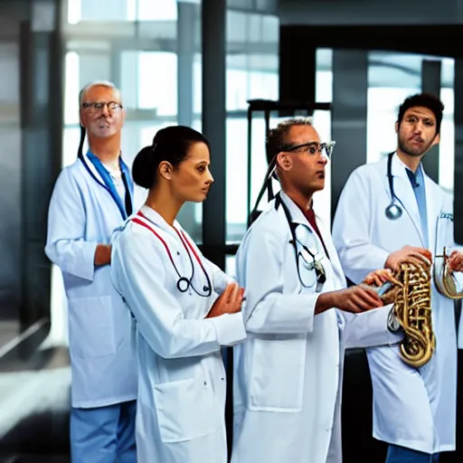 Image similar to doctors playing medical saxophones during an emergency