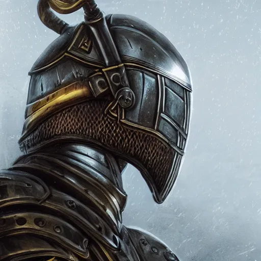 Prompt: knight soldier close up standing in beautiful armor and horn helmet, detailed digital artwork, symmetrical, highly detailed, highly accurate, deep aesthetic, 8 k, highly ornate intricate details, cinematic lighting, rich colors, ray tracing, hyperrealistic, photorealistic, cinematic landscape, trending on artstation,