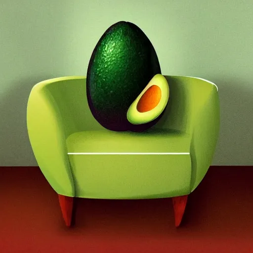 Image similar to digital painting of an armchair in the shape of an avocado cinematic lightning 4k award winning artstation