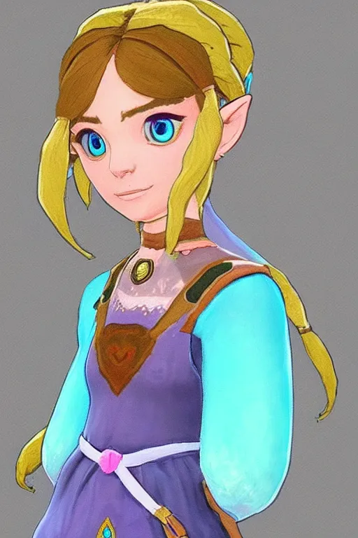 Prompt: an in game portrait of madeleine celeste from the legend of zelda breath of the wild, breath of the wild art style.