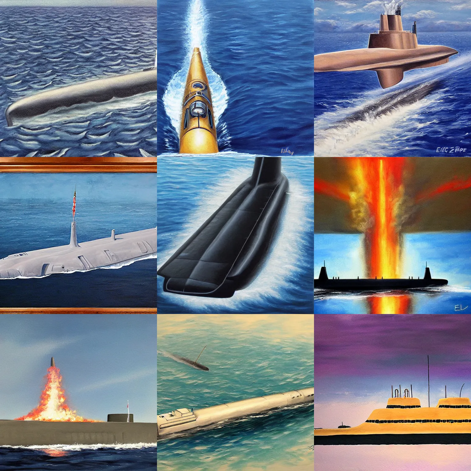 Prompt: Nuclear Submarine, artwork by Eric Zener