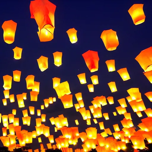 Prompt: the sky lantern festival in thailand to release kongming lanterns