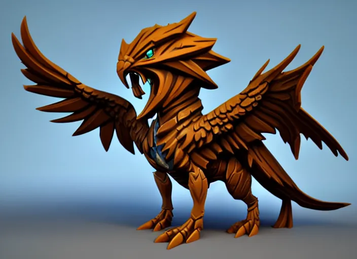 Image similar to griffin, stylized stl fantasy miniature, 3 d render, activision blizzard style, hearthstone style