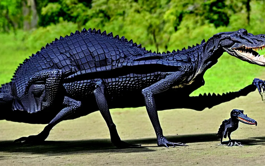 Image similar to Photomorph that fuses a crocodile with a crow